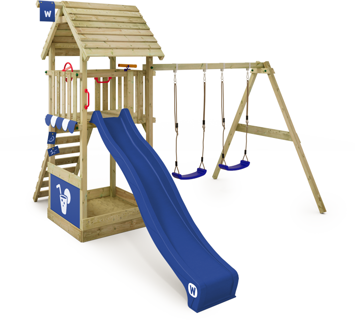 Детски център за игра с дървен покрив Wickey Smart Shelter