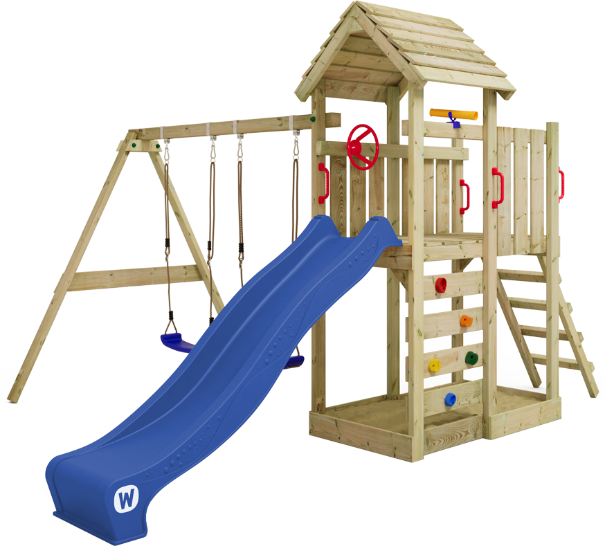 Детски център за игра Wickey MultiFlyer с дървен покрив