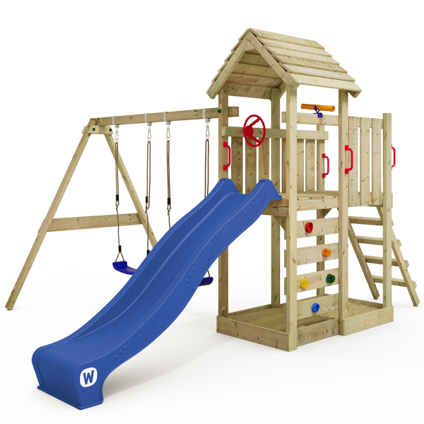 Детски център за игра Wickey MultiFlyer с дървен покрив